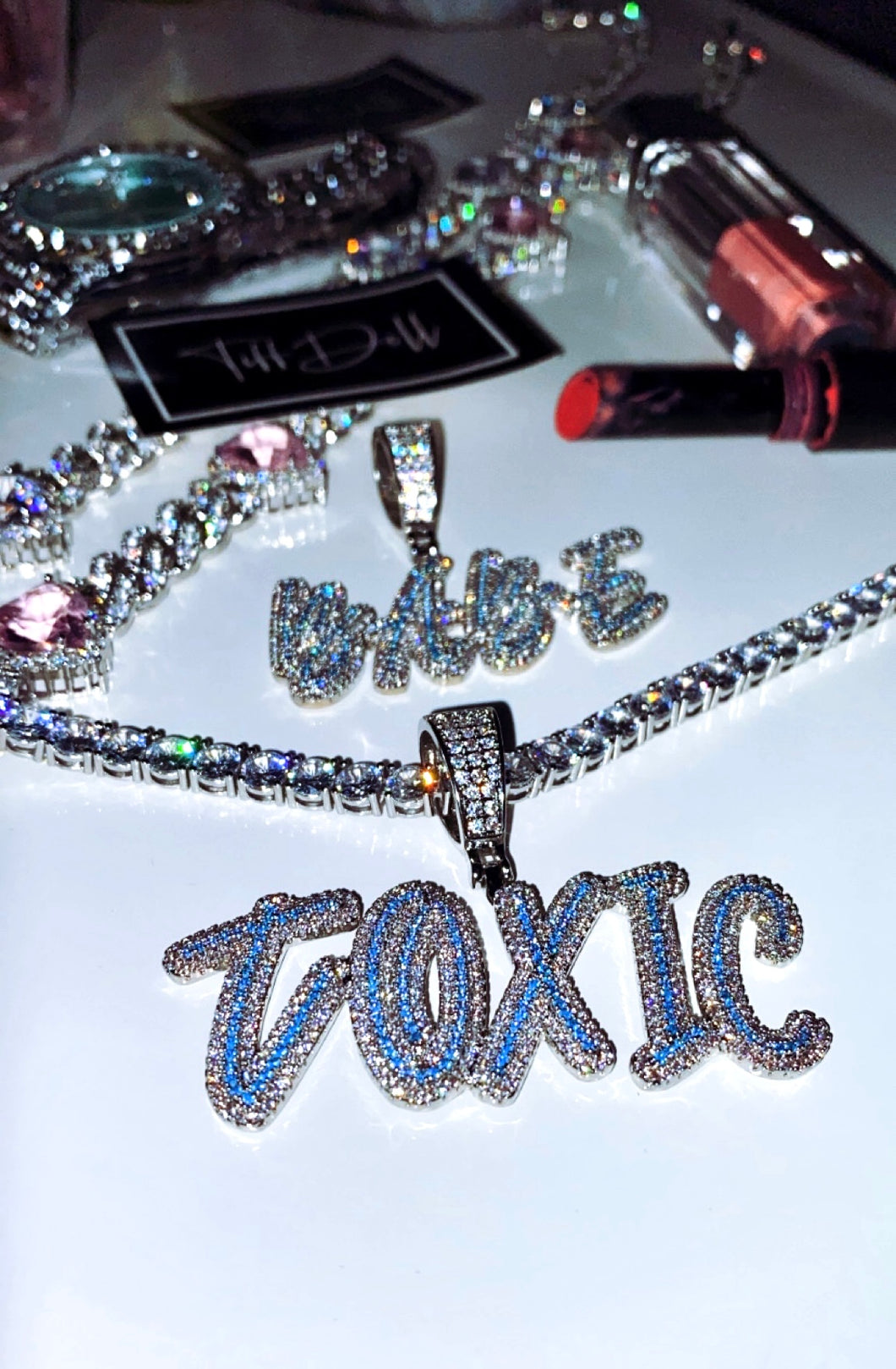 Toxic Babe Blue Custom Icy Necklace