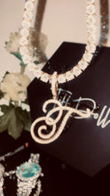 تحميل الفيديو وتشغيله في عارض المعرض، Custom Initial Necklace with Tennis Chain
